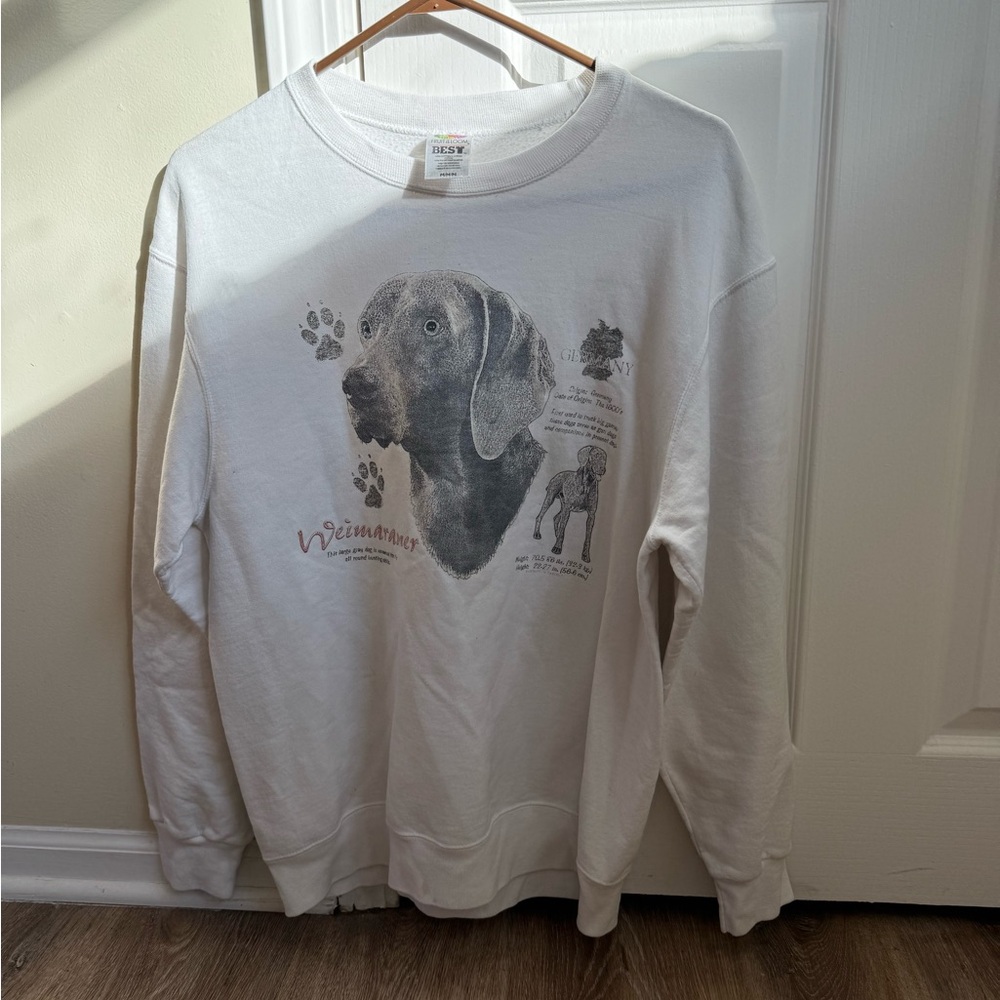 Fruit of the Loom White Dog Graphic Sweatshirt